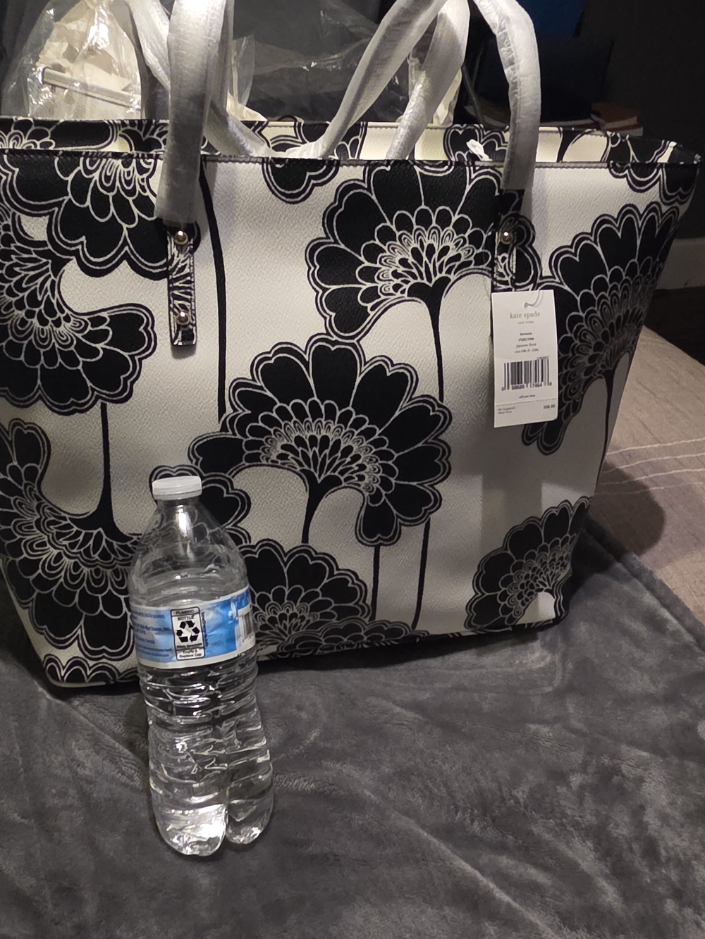 kate spade Black and White Floral Tote Nwt